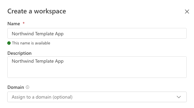 Create workspace wizard