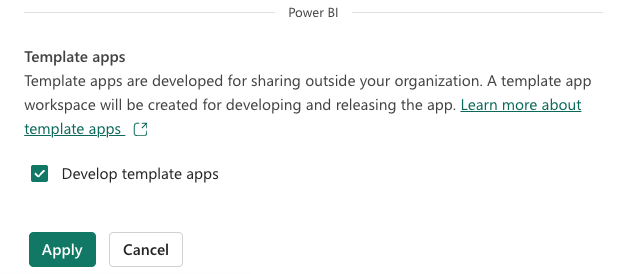 Develop template apps checkbox