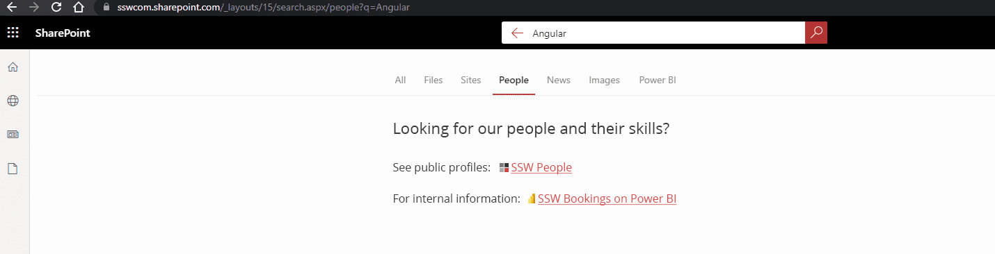 Figure: The SharePoint Search should let you add links like in this image