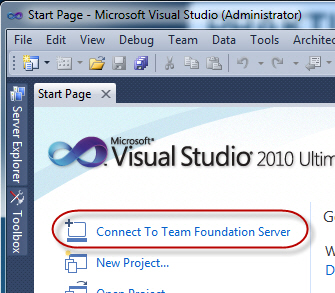 Figure 1 - Click on Connect To Team Foundation Server