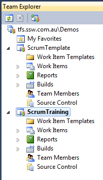 Figure 4 - The Projects now appear in the Team Explorer