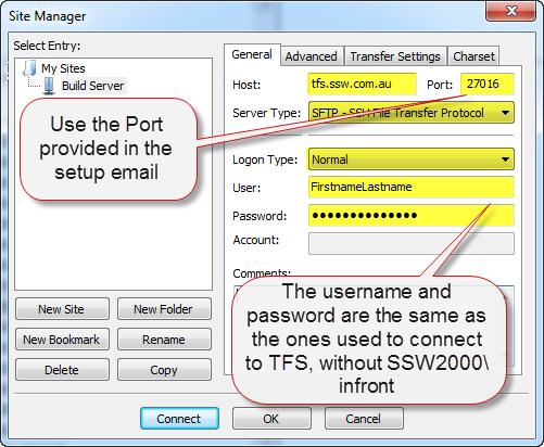 Figure 7 - Fill in Host, Port, Server Type, Login Type, User and Password