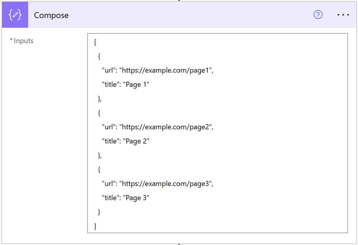 compose action with json data