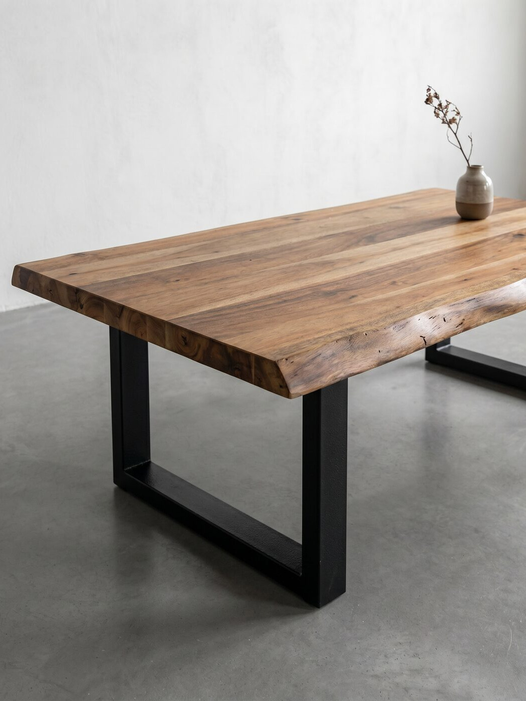 Live-Edge Dining Table – Iron Frame