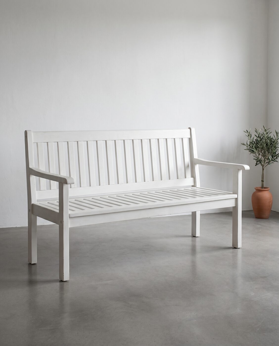 White Garden Bench
