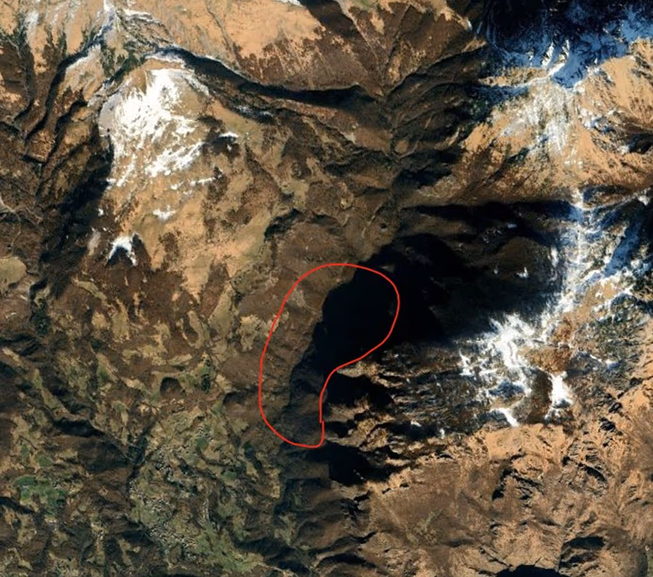 Mappa satellitare del Parco delle Orobie Bergamasche con area evidenziata del patrimonio forestale Villoresi