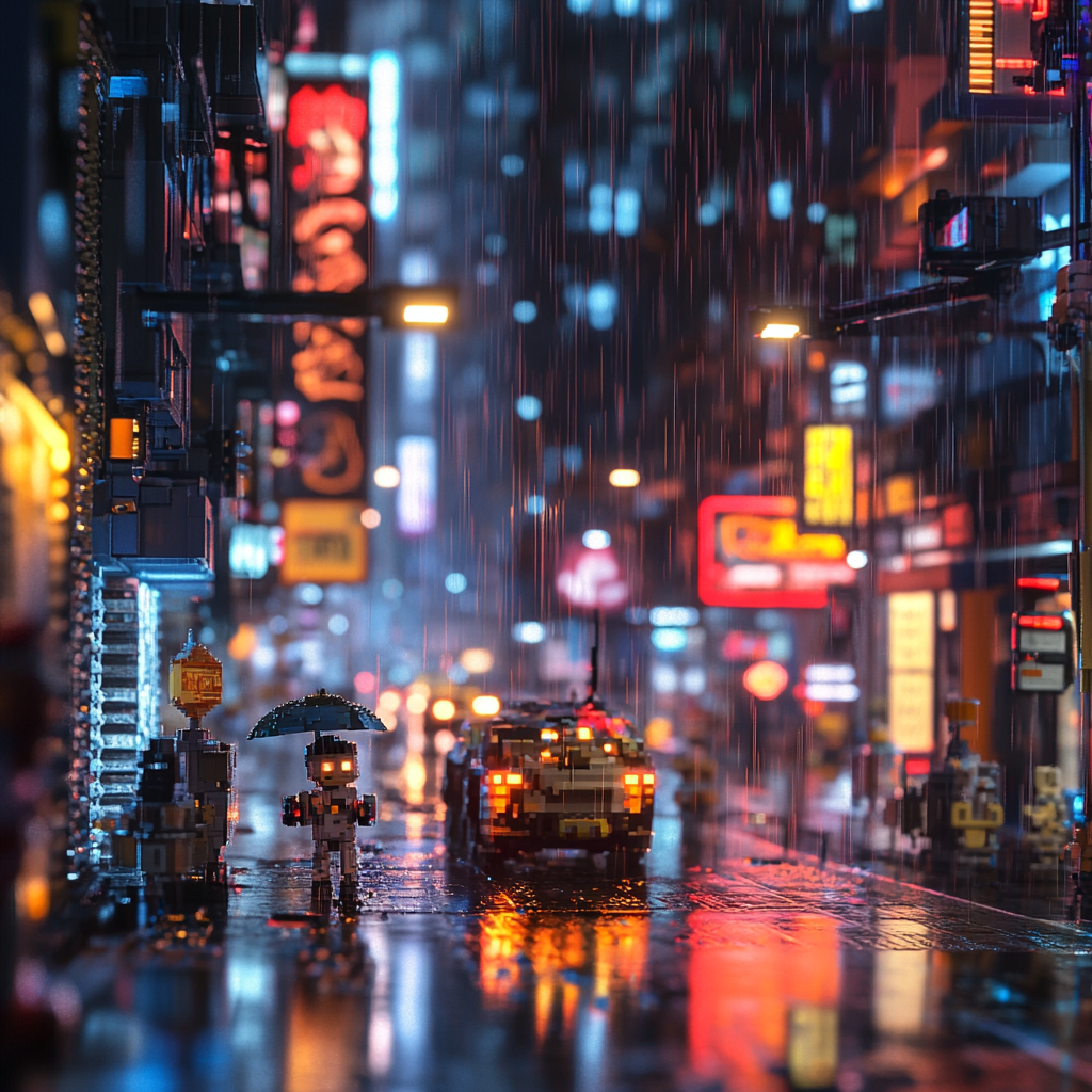 An artistic image of 4k tiny robots that look like raindrops, illustrating the concept of swarm intelligence in nature and human systems.
