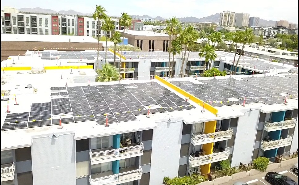Carport-style solar installation — applicable to multi-family parking