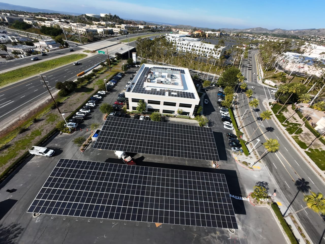 Solar carports and rooftop solar at Foothill Medical in Lake Forest, California