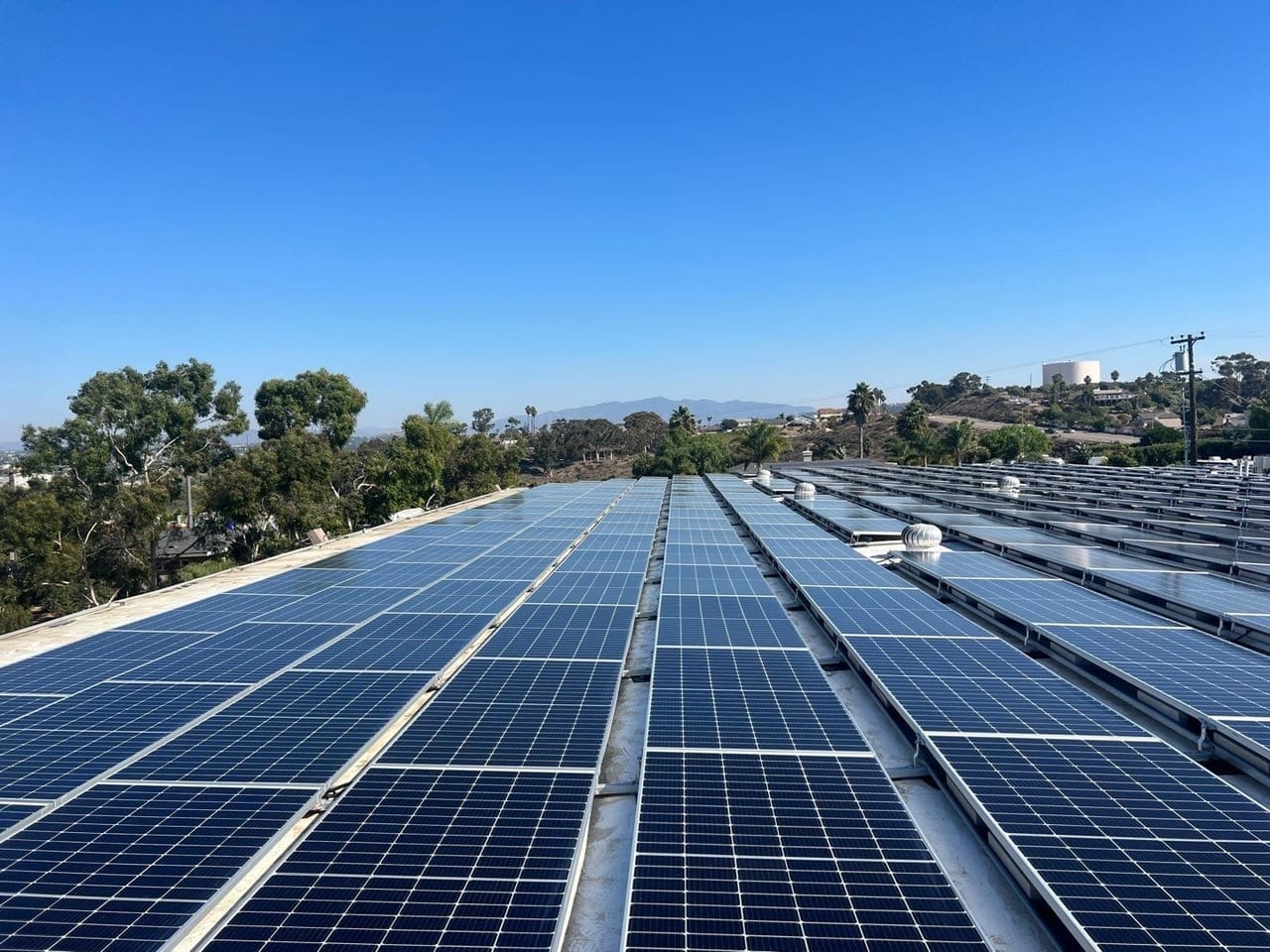 Rooftop solar panels at Ocean View Church in Chula Vista, California