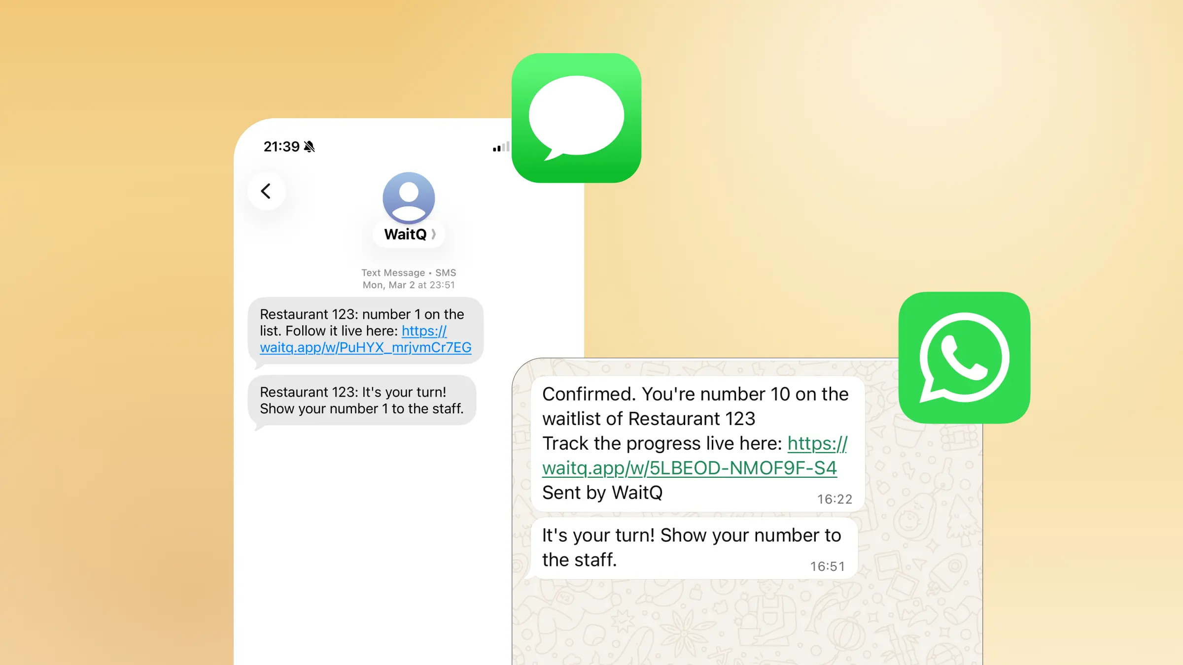 SMS and WhatsApp digital queue notifications