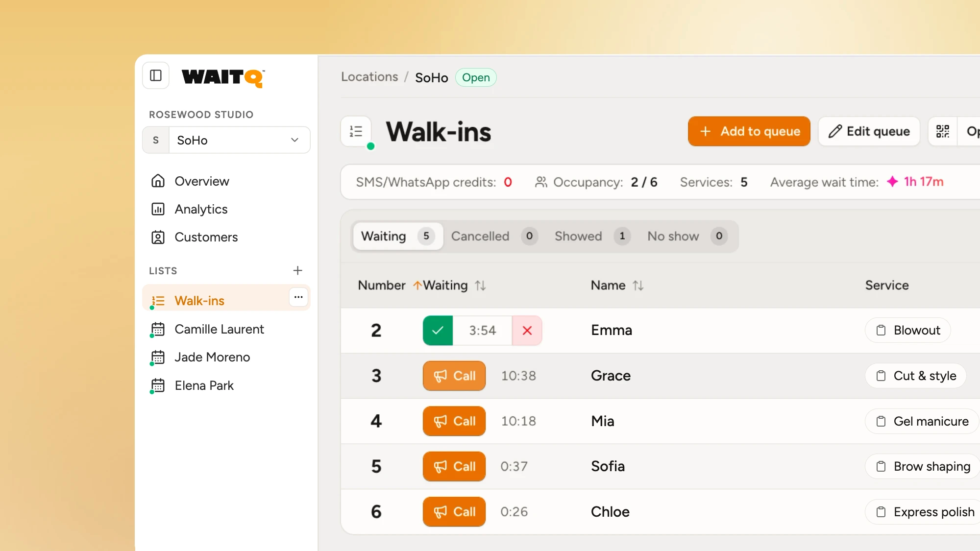Walk-in queues