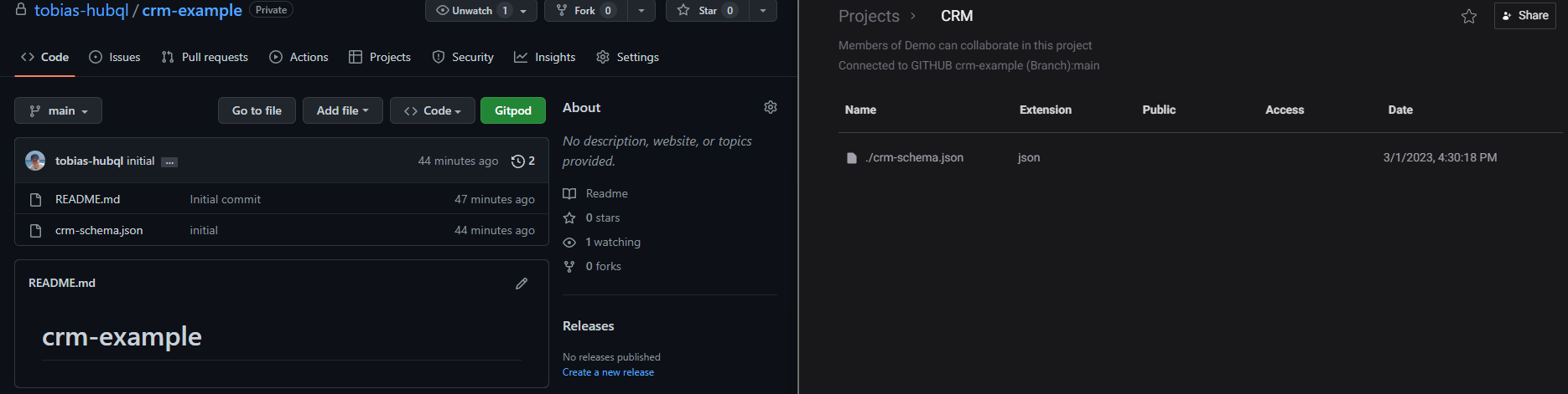 Imported repository with one example JSON file