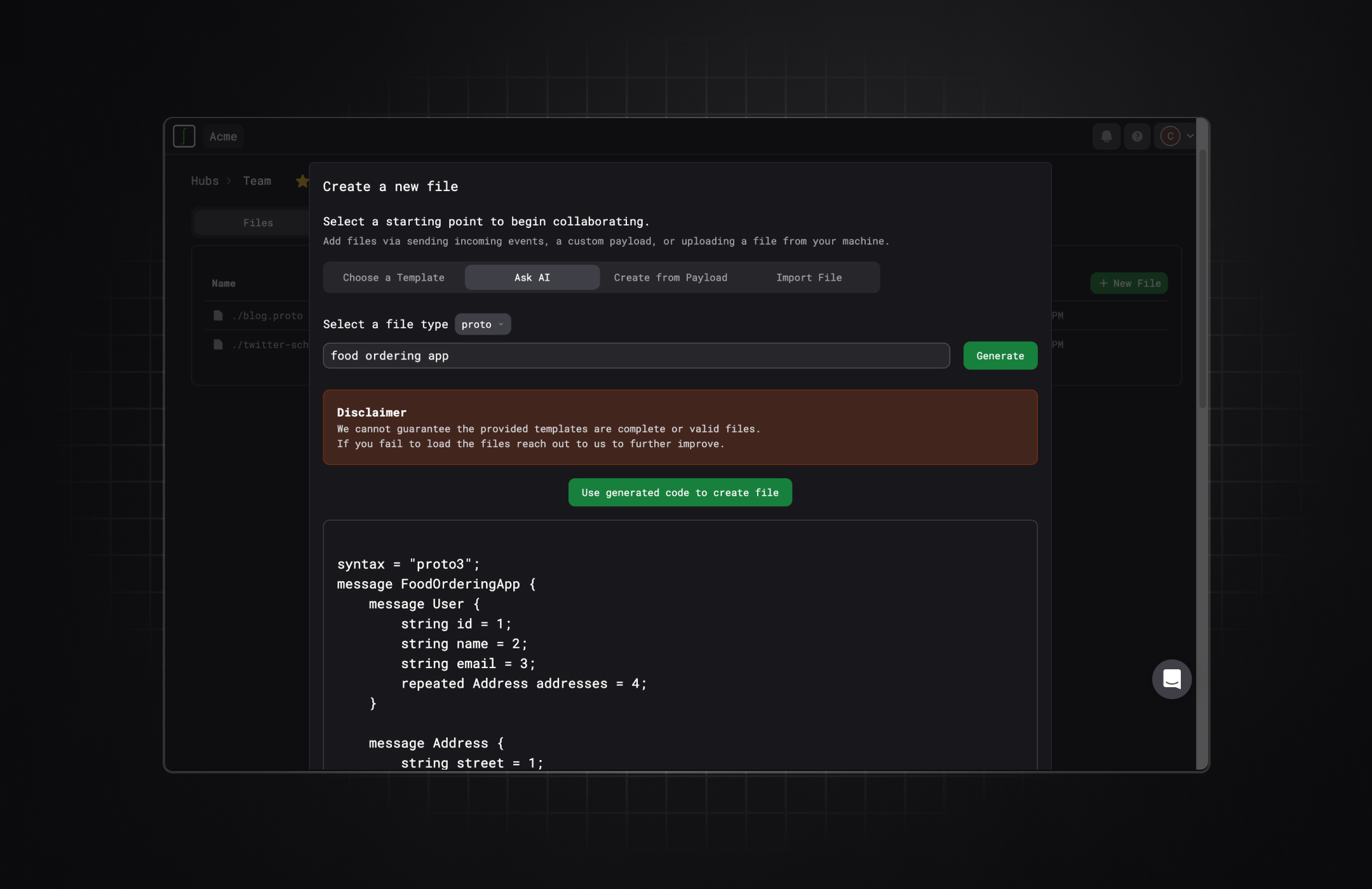 AI-generated data model