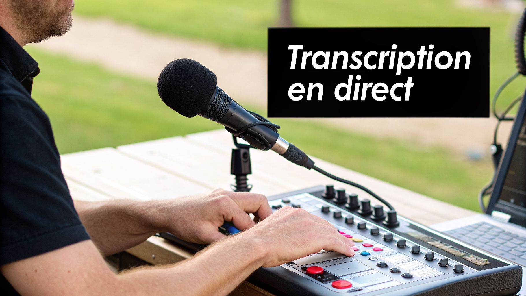 Exemple de transcription en arabe en direct sur plusieurs appareils pendant un événement