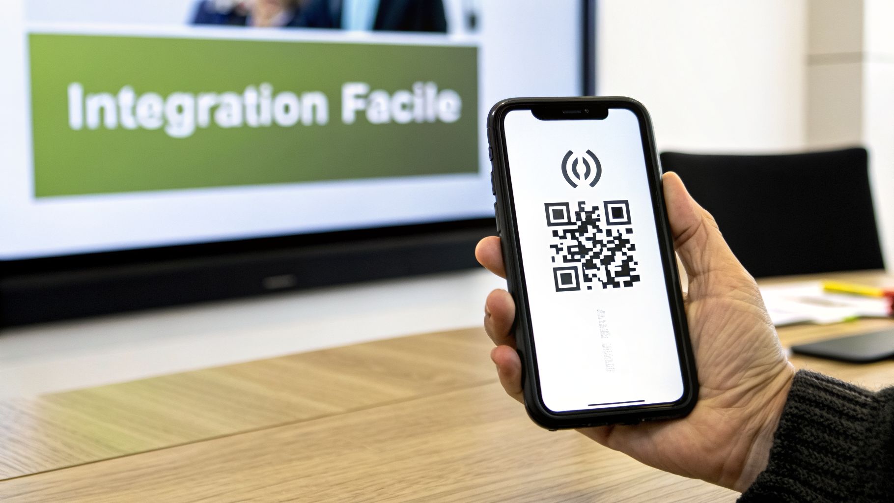 QR code pour rejoindre une expérience de transcription en arabe en direct