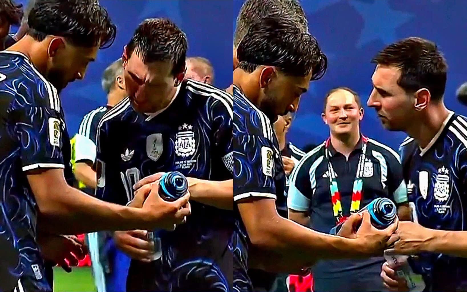 Messi encuentra la botella de Pickford con anotaciones para penales