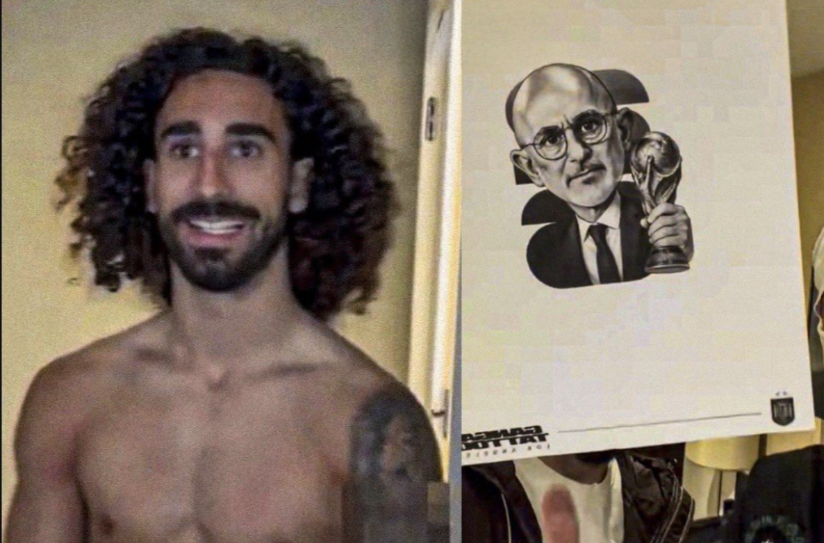 img of Cucurella cumple promesa y se tatuó a Luis de la Fuente tras título mundial