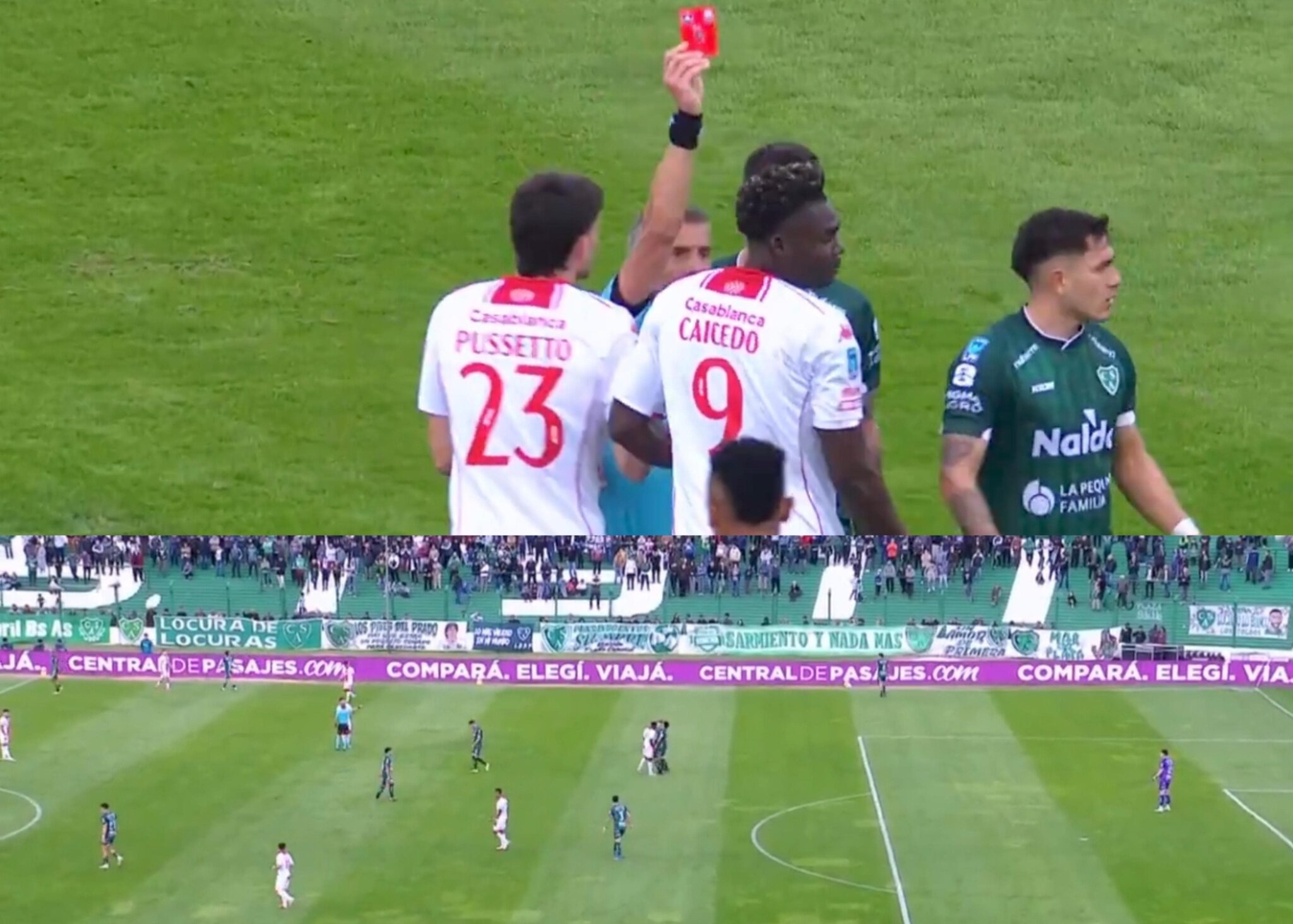 Jordy Caicedo se va expulsado tras un cabezazo en derrota de Huracán