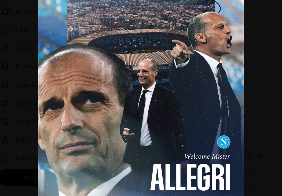 Allegri asume el desafío en el Napoli - Massimiliano Allegri, nuevo entrenador del Napoli