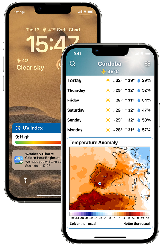 2 iPhones showing the iOS app interface