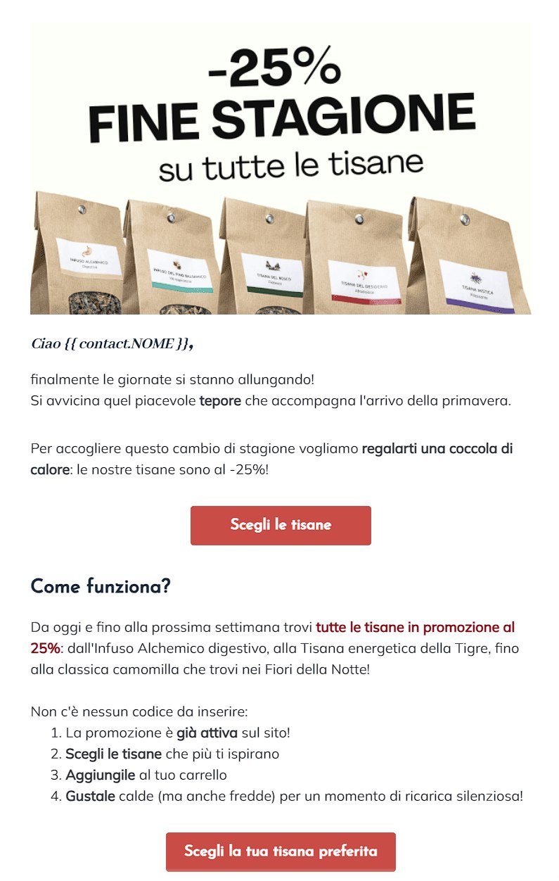 Newsletter, -25% sulle tisane