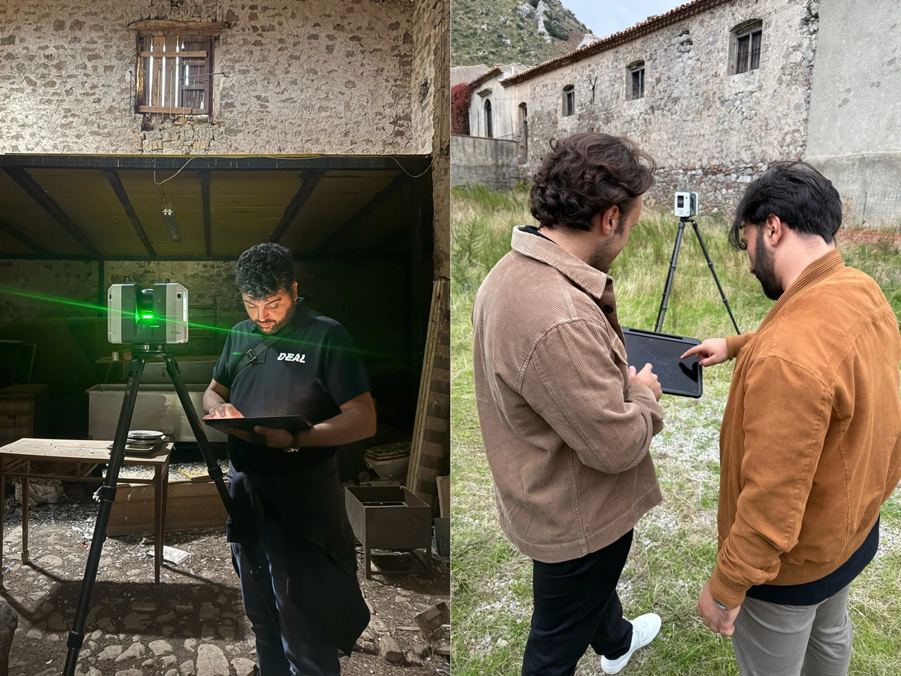 Deal team with laser scanner