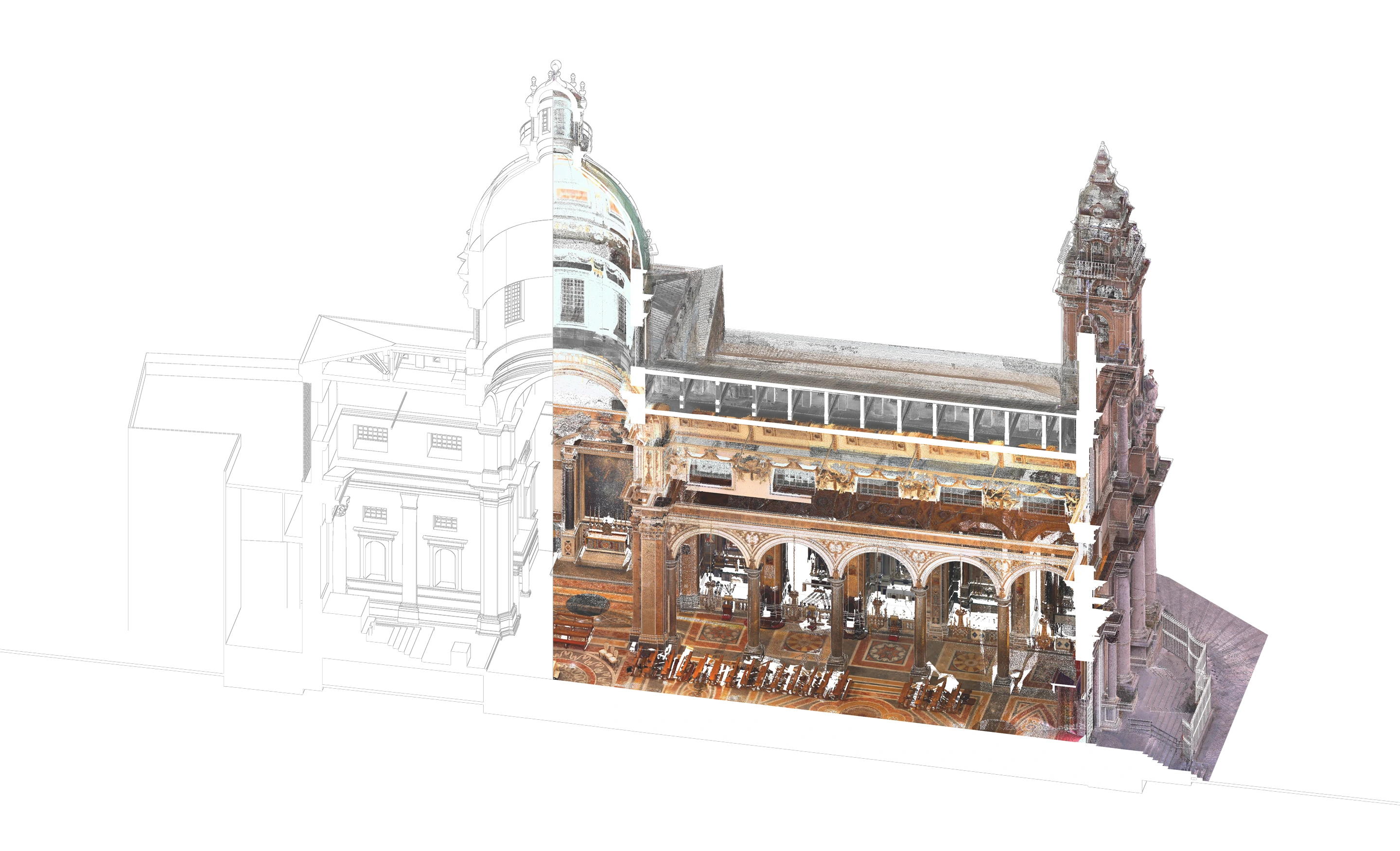 chiesa-olivella-spaccato-assonometrico-bim-con-nuvola-di-punti-deal-studio