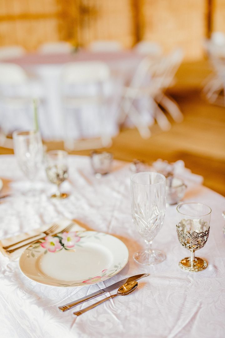 An elegant table setting in the Reception Barn