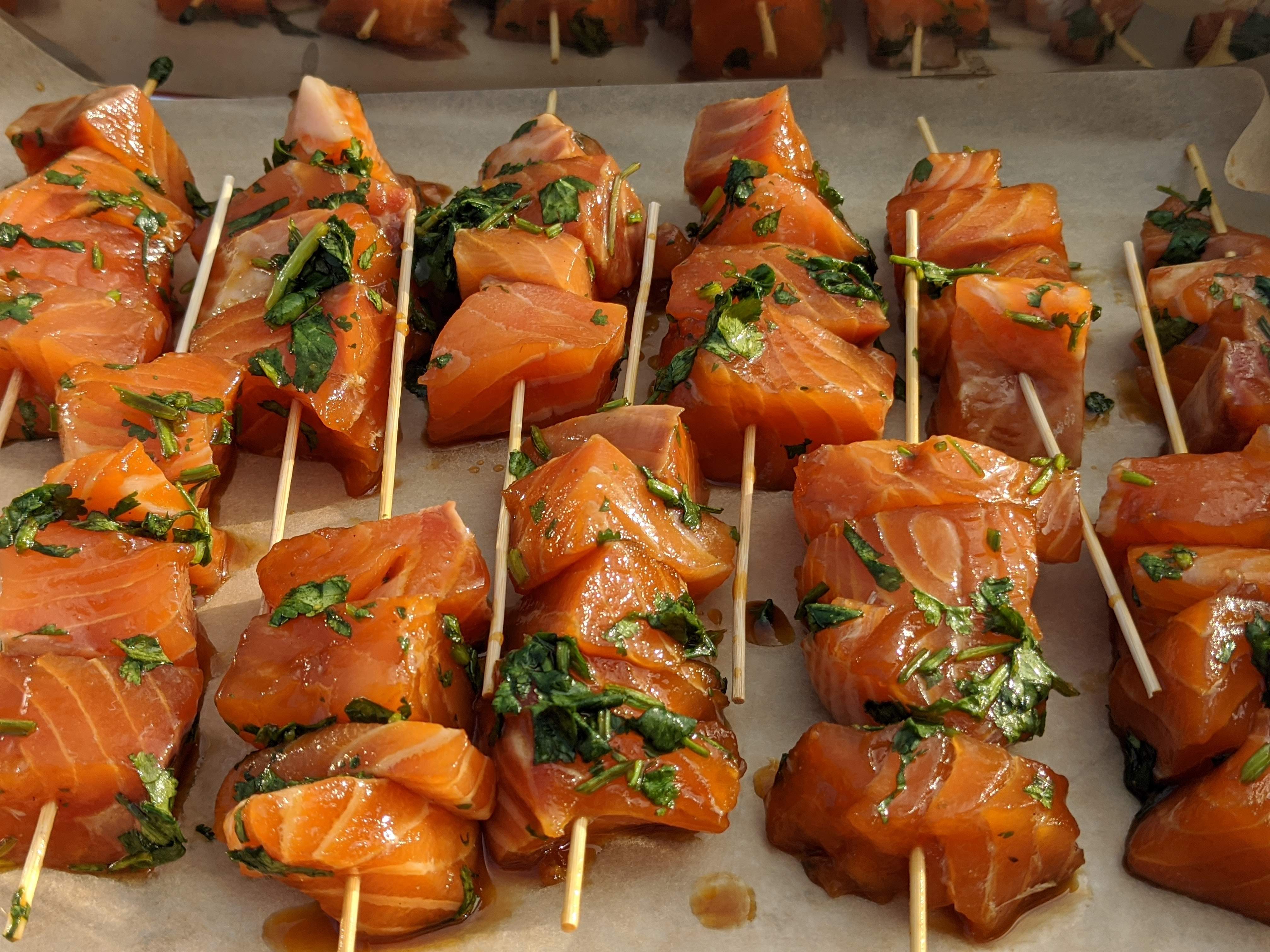 Soy & Coriander Salmon Skewers