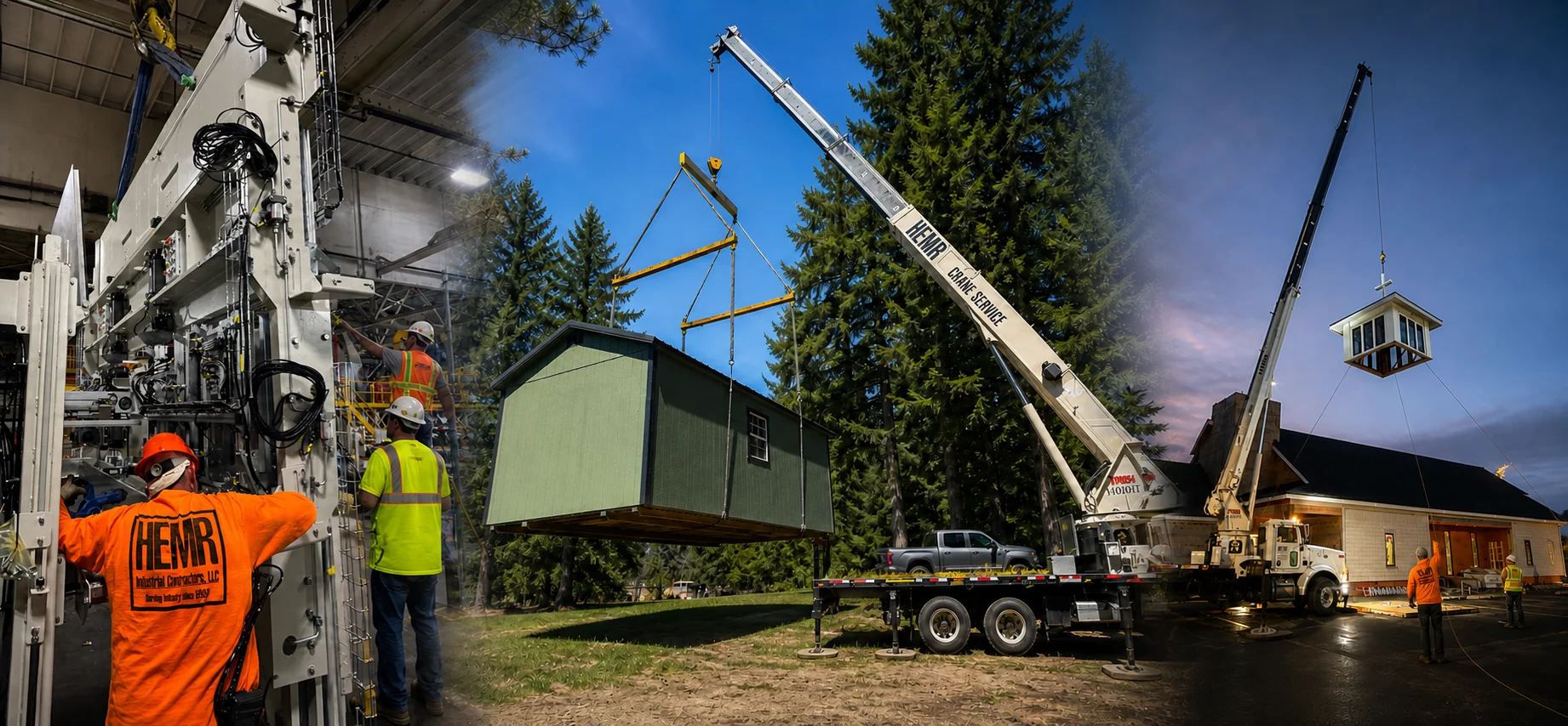 HEMR cranes installing equipment on site