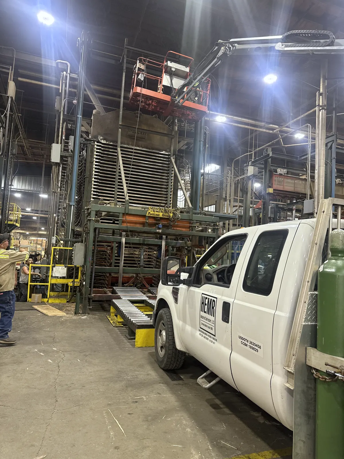On site for a plywood press rebuild