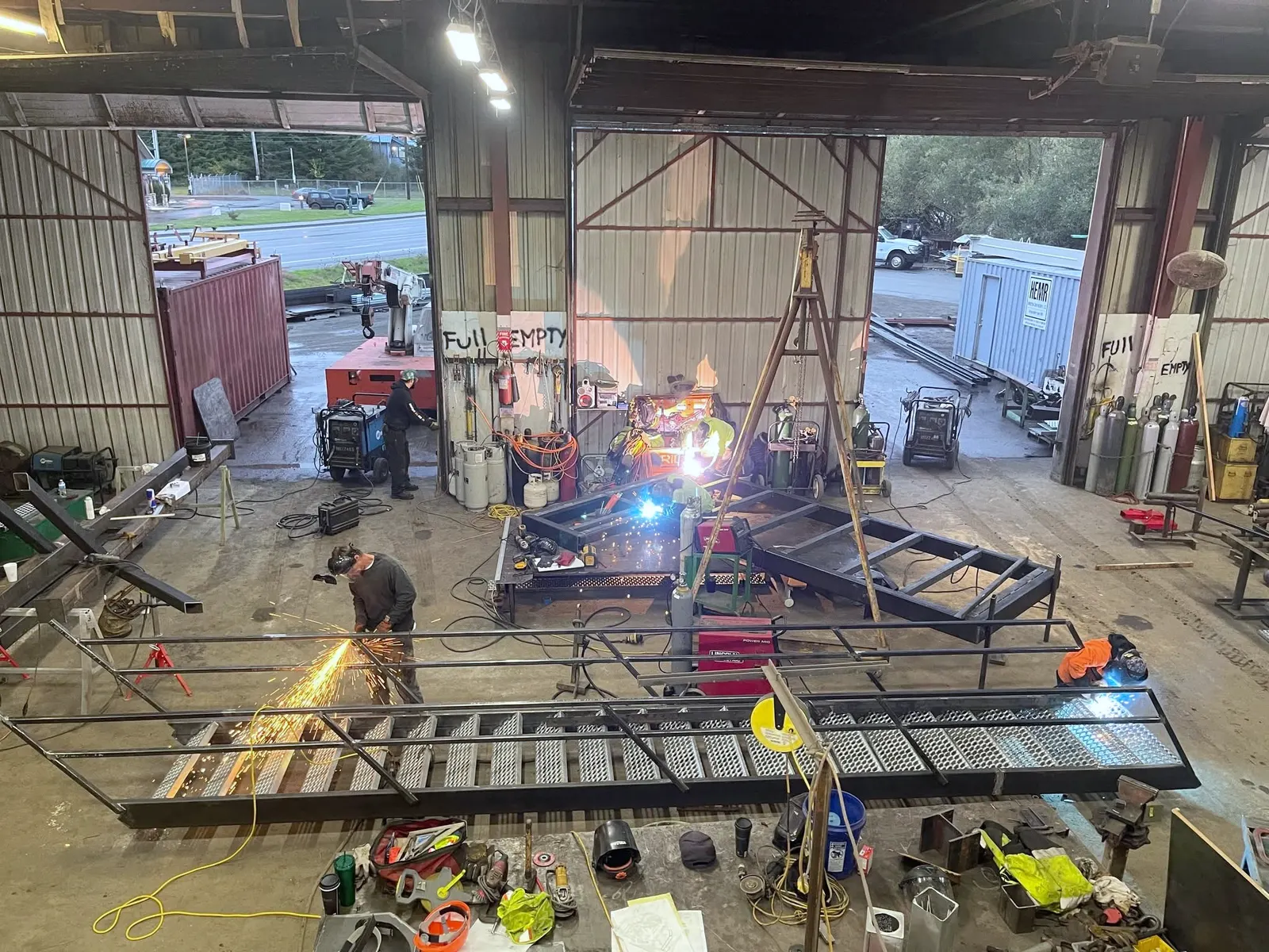 Welding fabricated steel in our Coquille shop