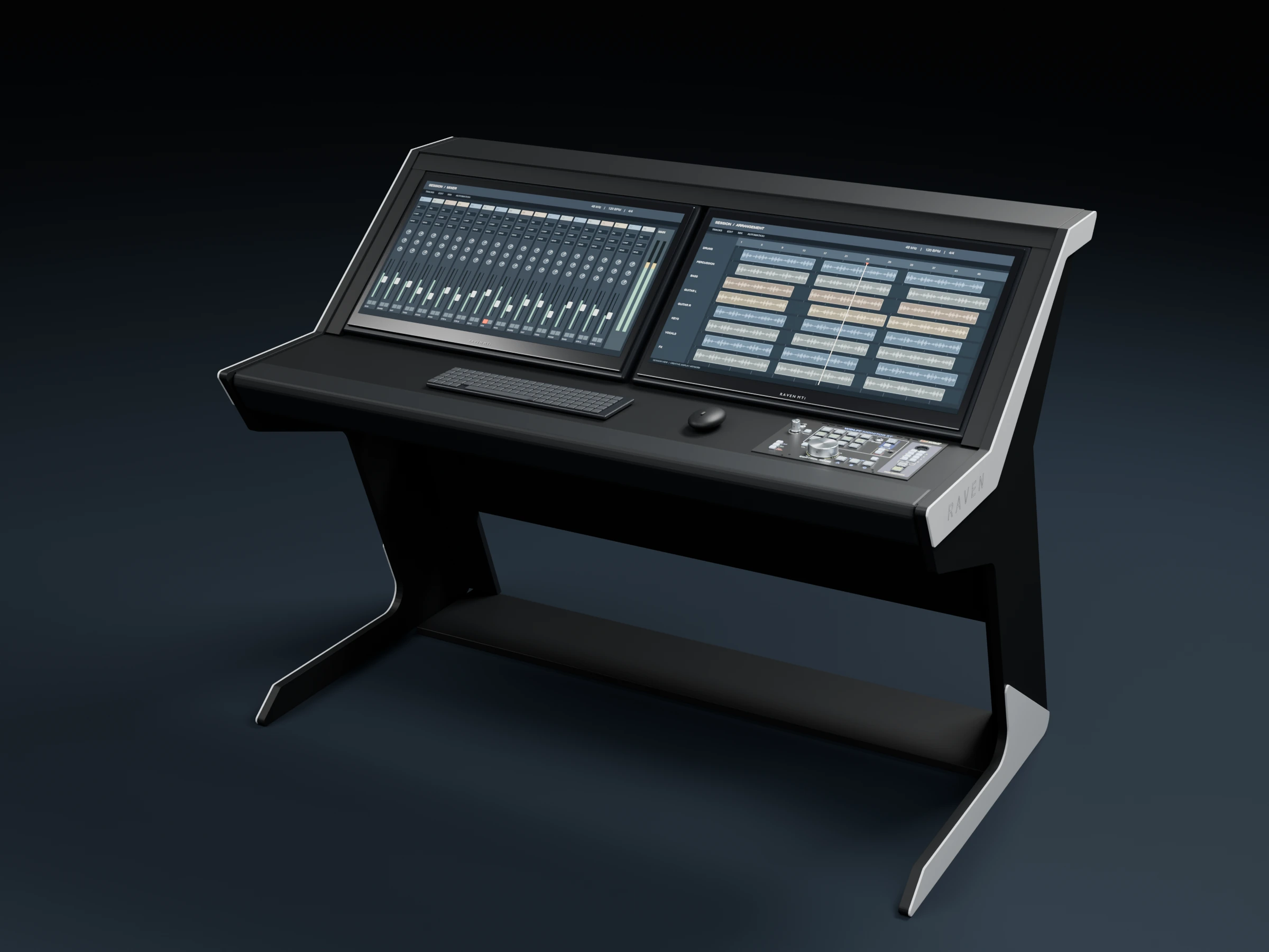 3D render of the RAVEN CORE Station with Wolff Monitor ST seated in the right-hand monitor-control opening.