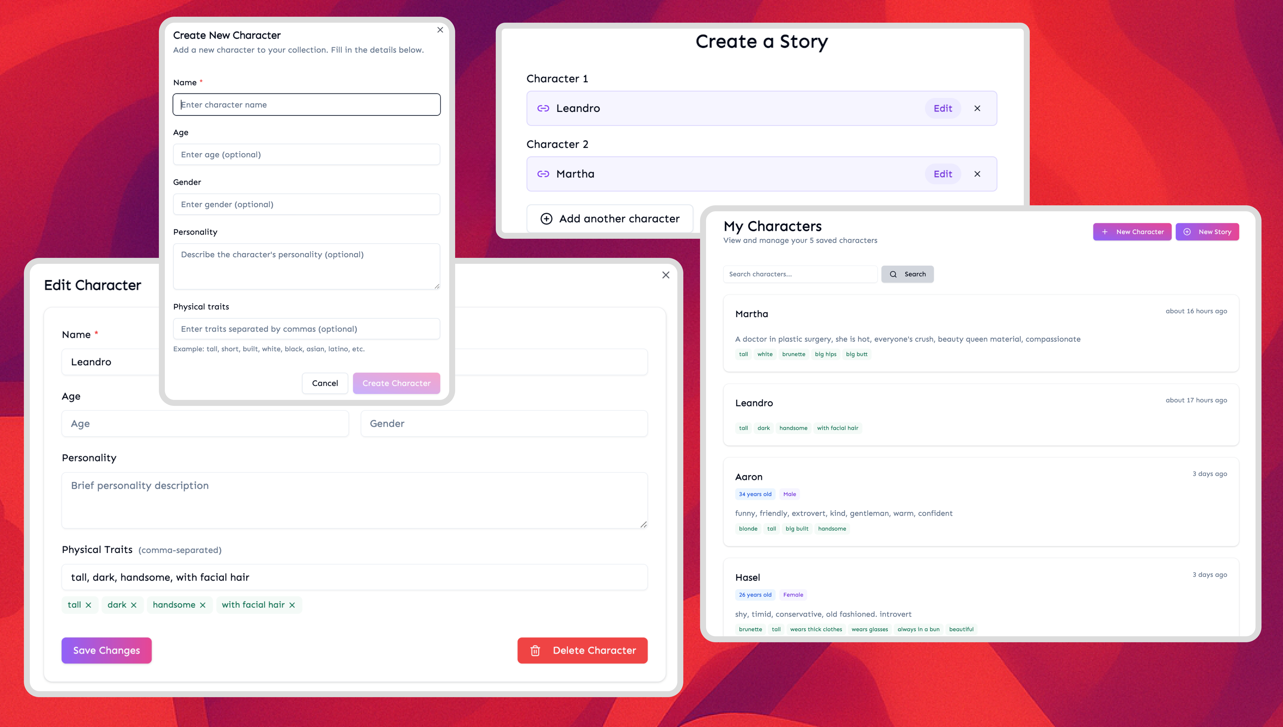 Smitten AI story generator new feature | character saving