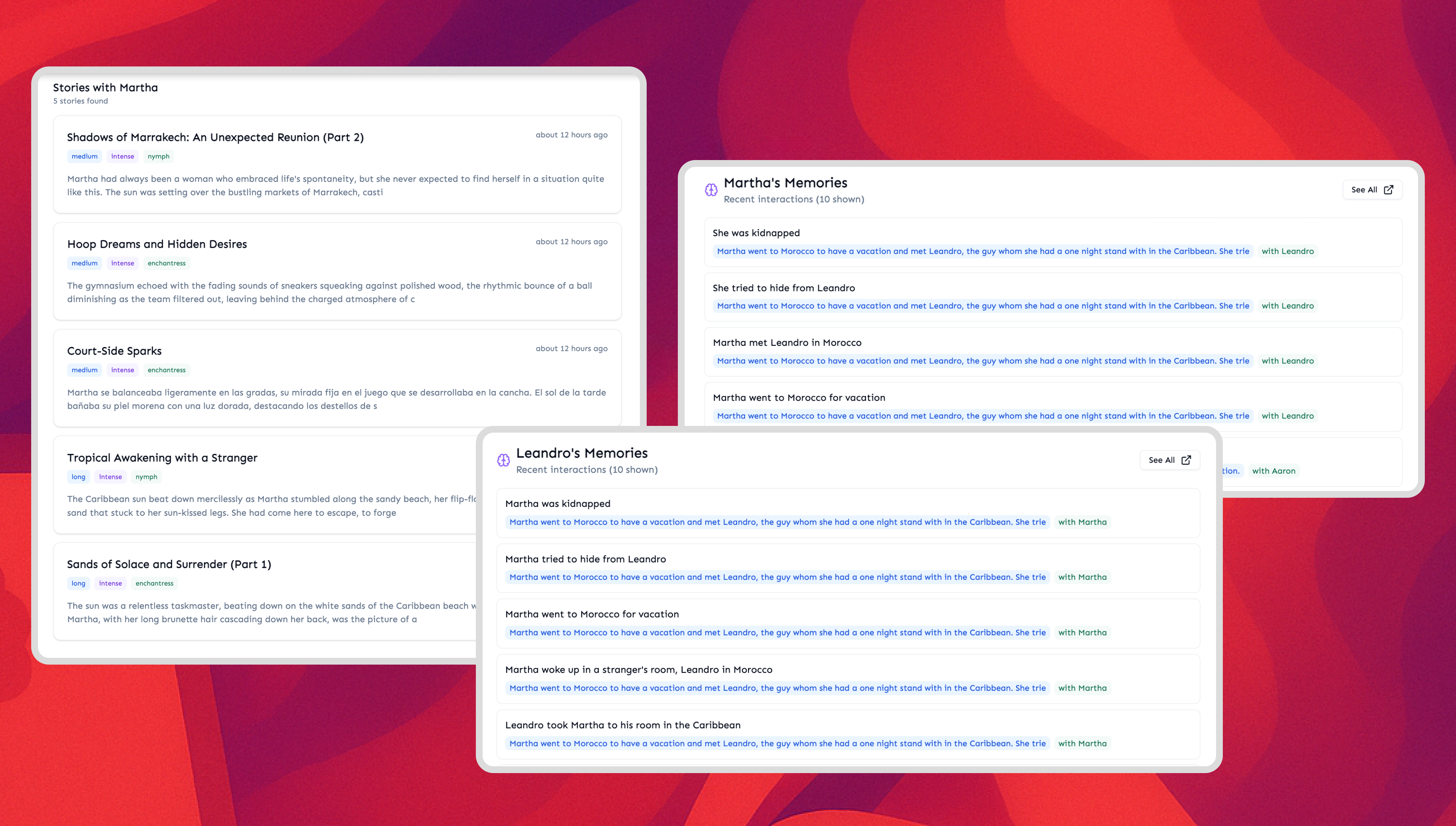 Smitten AI story generator new feature | memory log