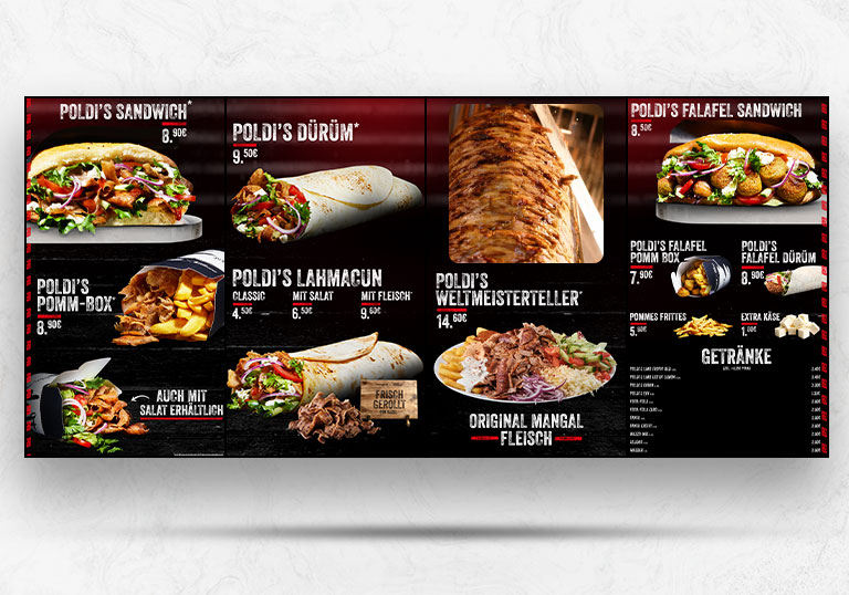 Digital Signage Display mit Menüwerbung