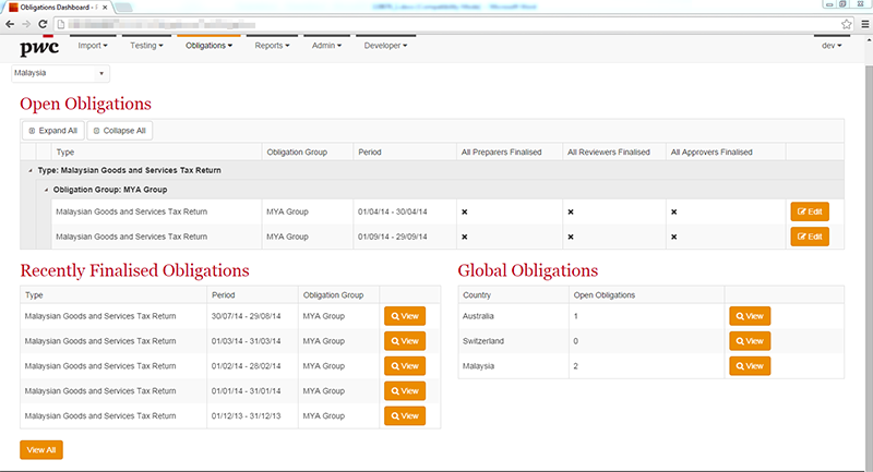 PwC Comply Screenshot