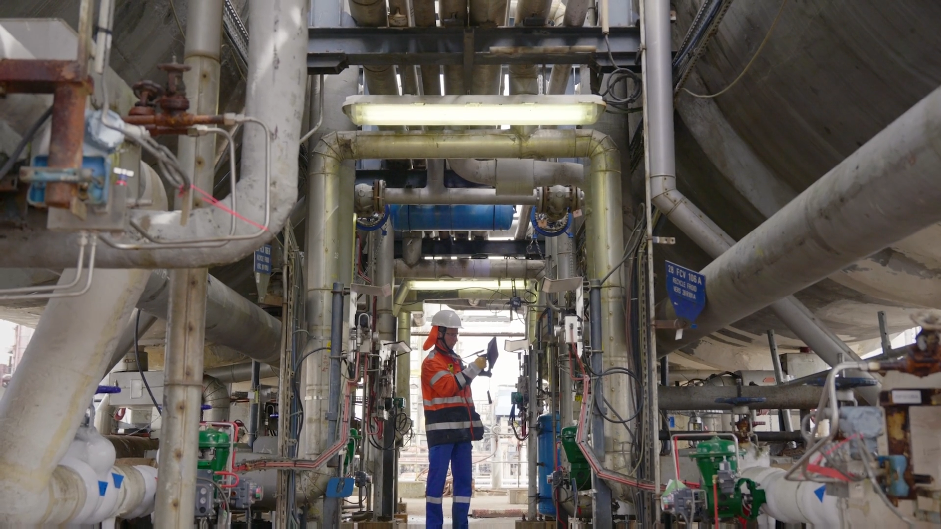 TotalEnergies Feyzin worker using Distran ultrasonic camera during turnaround