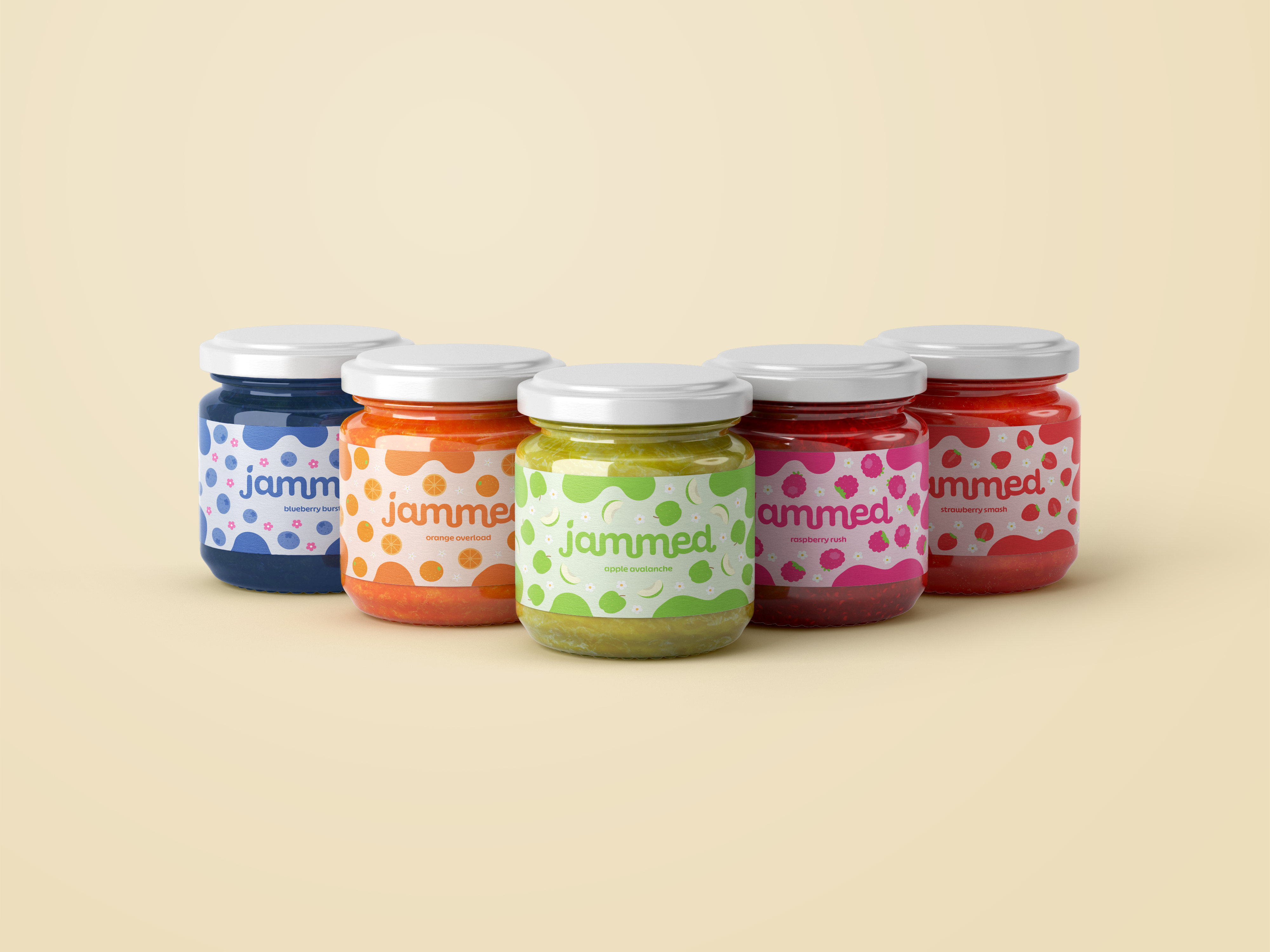 Jammed five-jar mockup