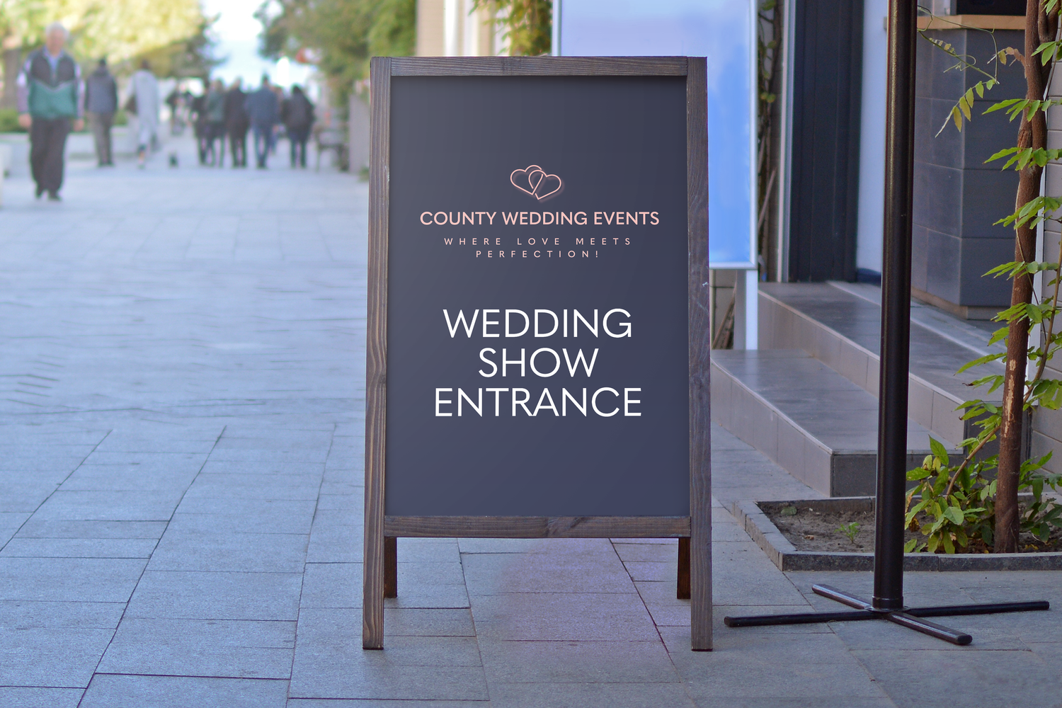 County Wedding Events chalkboard A-frame sign mockup