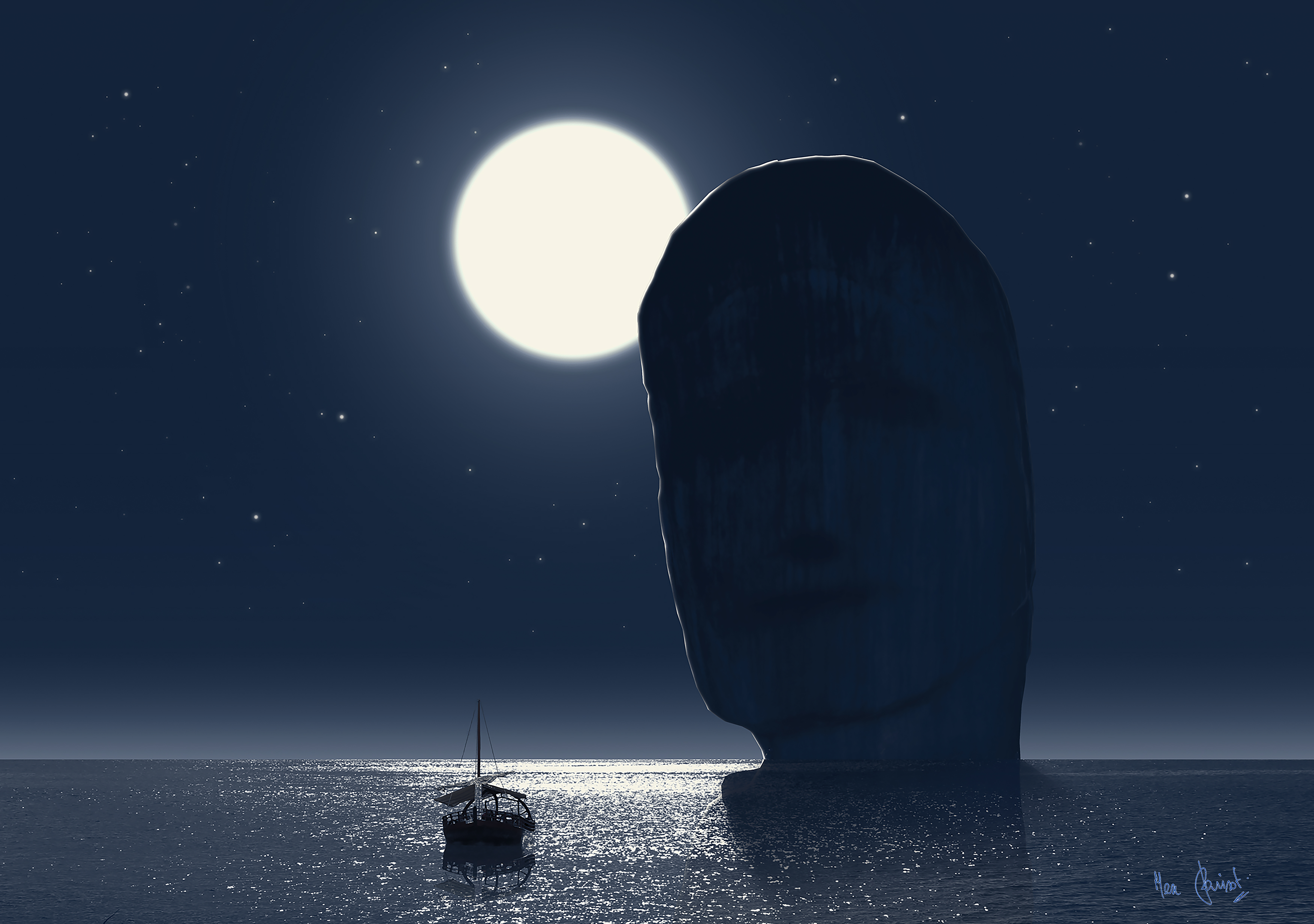 La Statue qui Veut Dévorer la Gabarre