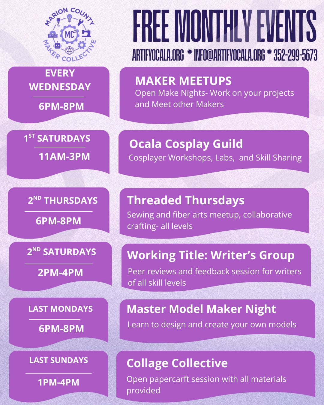 Monthly meetup schedule graphic