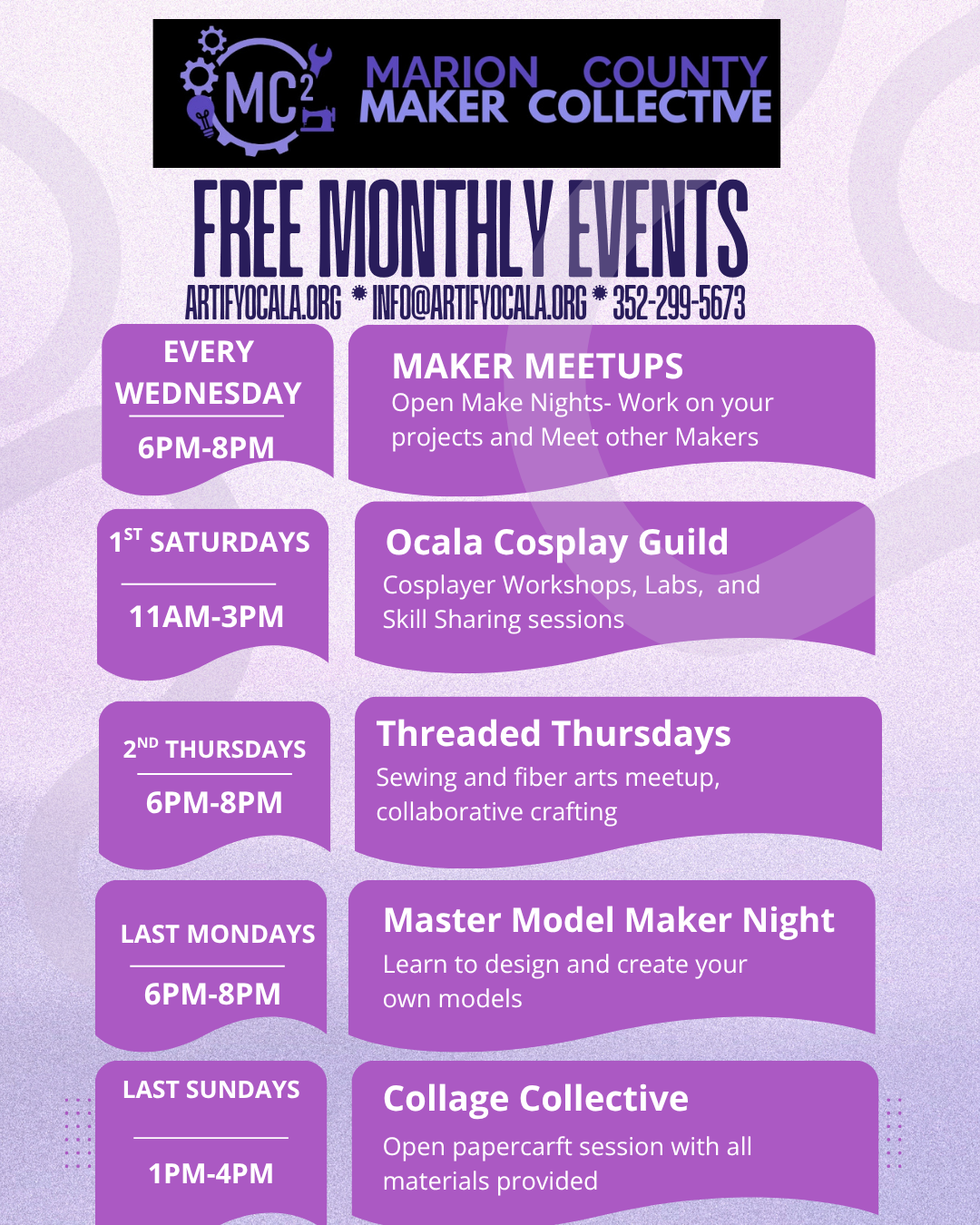 Monthly meetup schedule graphic