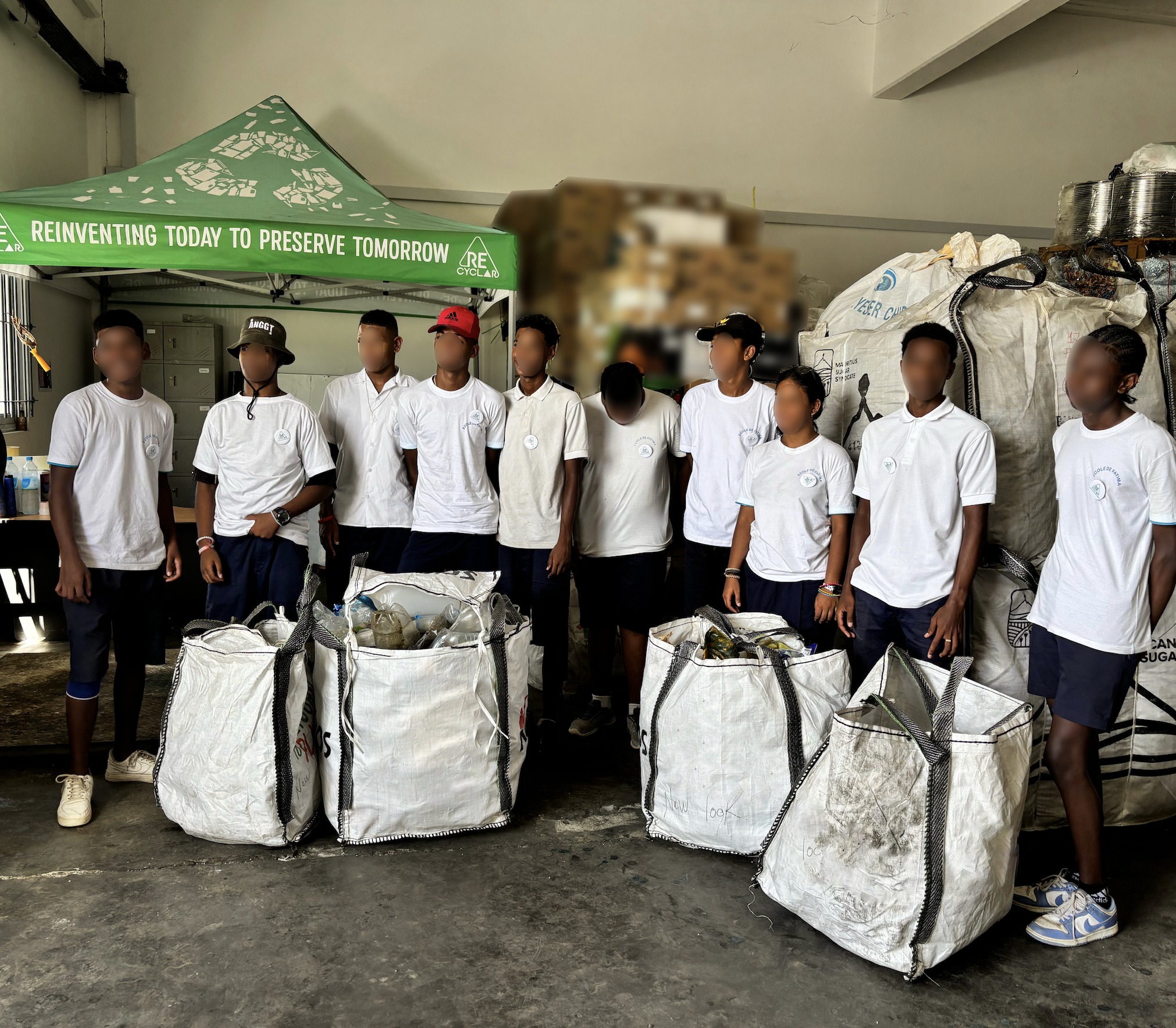 Recycling station at Fatima school