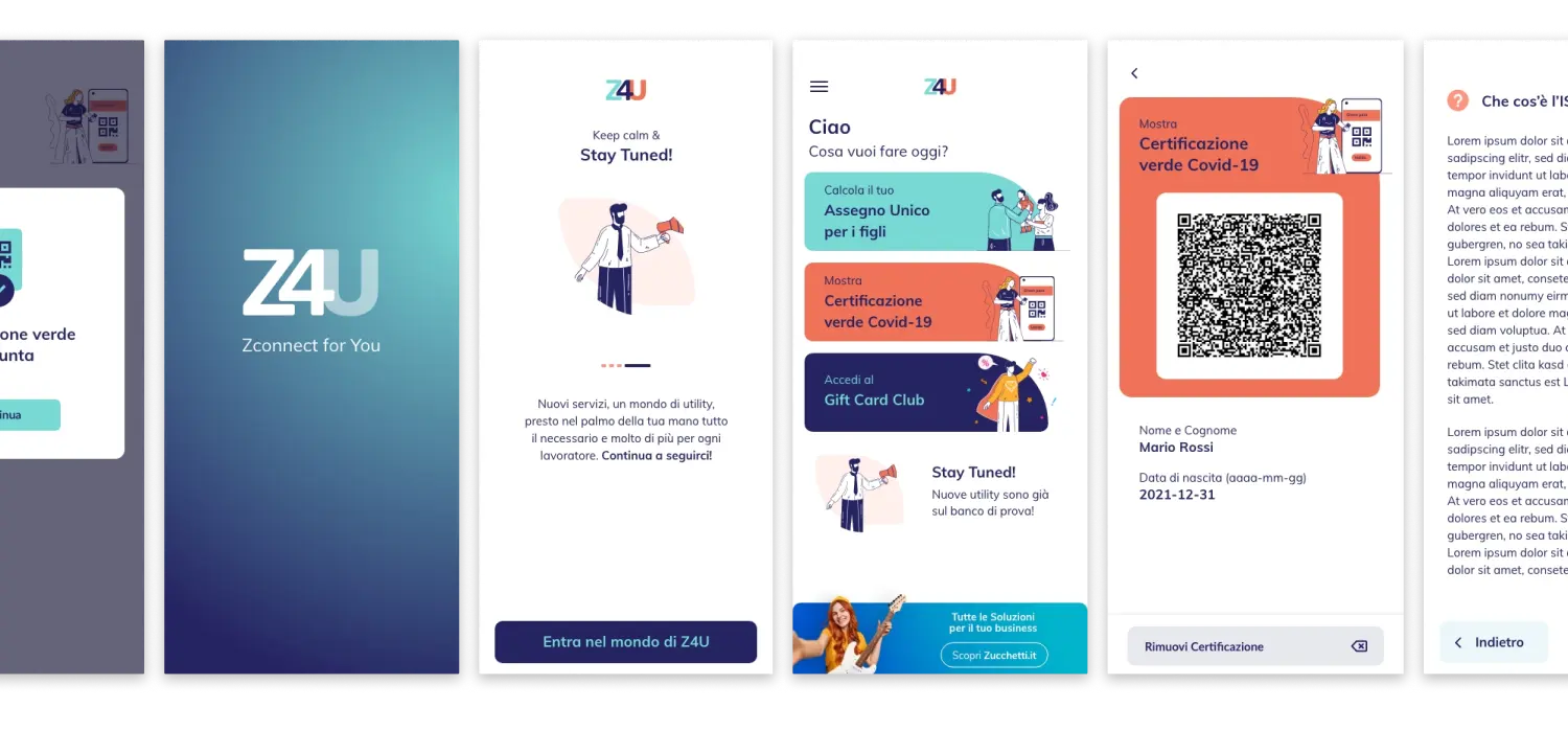 Schermate vecchia app Z4U