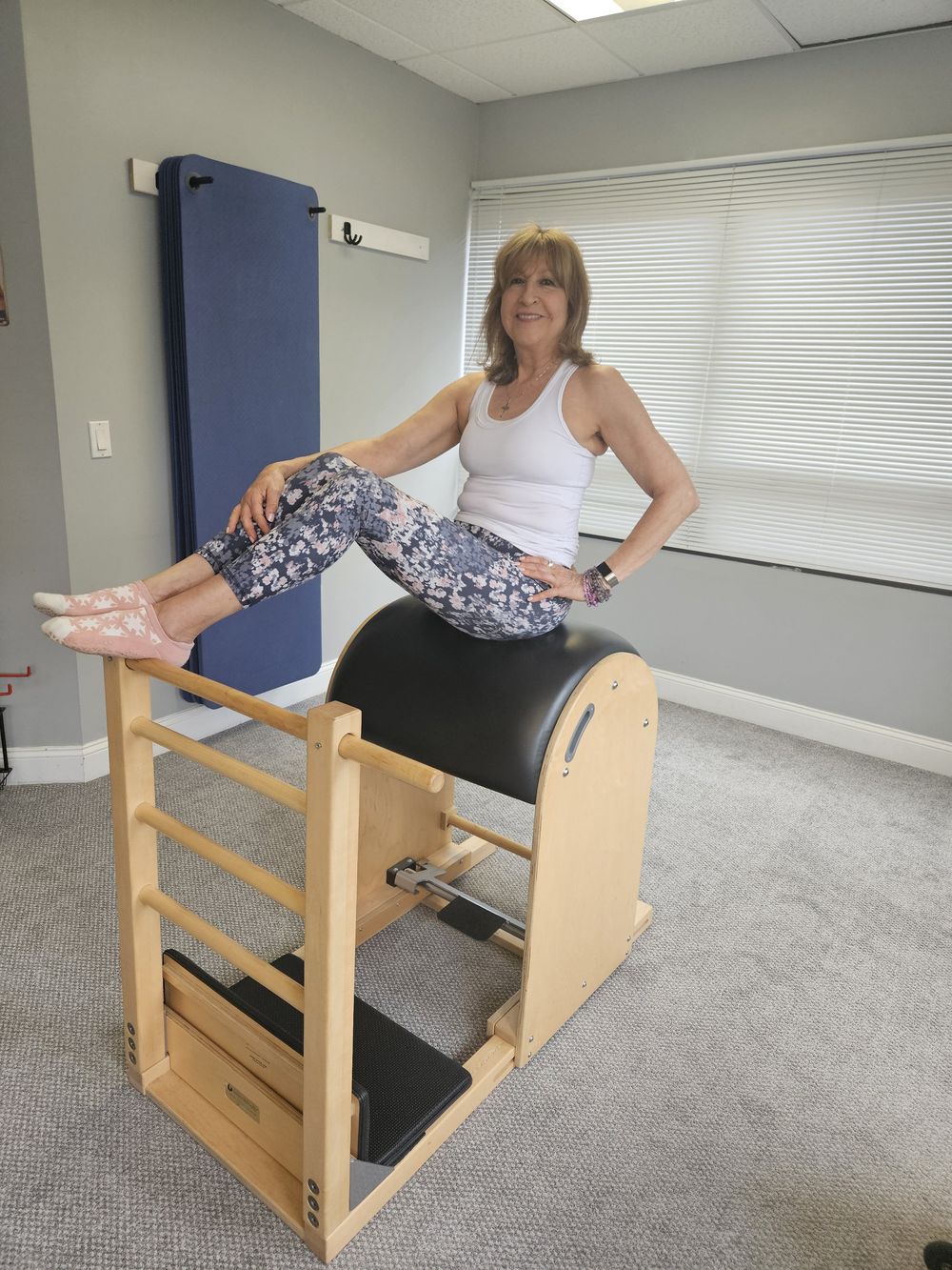 Maria Losito on a Pilates ladder barrel