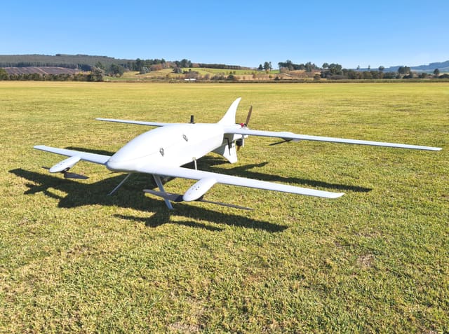 VTOL drone doing a LiDAR aerial survey