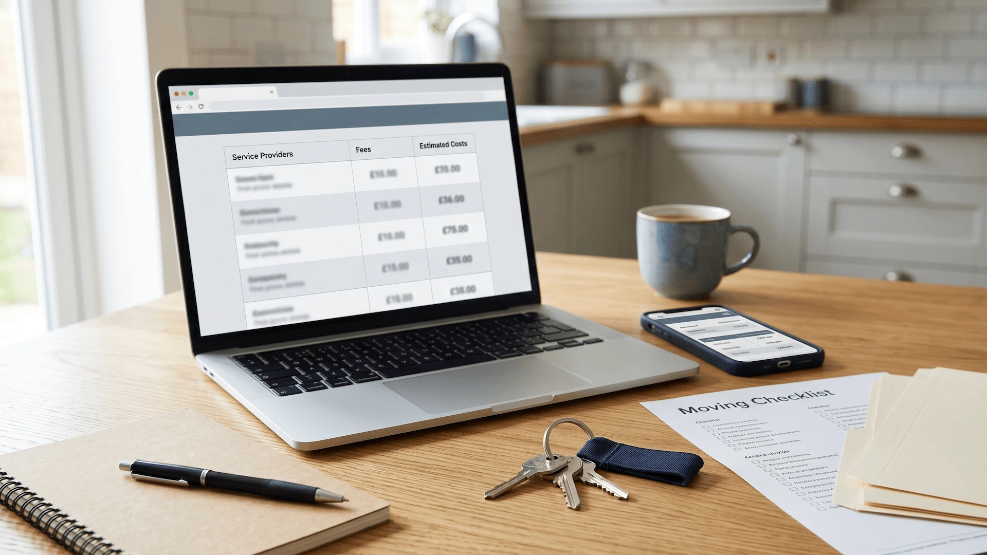 Conveyancing cost breakdown with calculator and documents