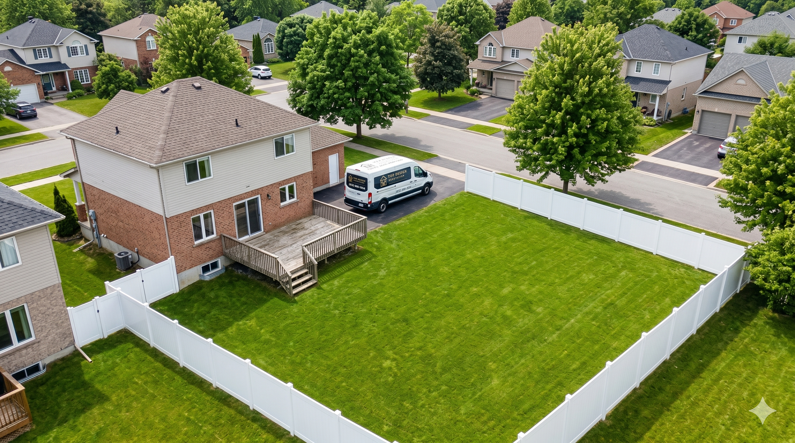 White fence around residential backyard Ontario — full perimeter